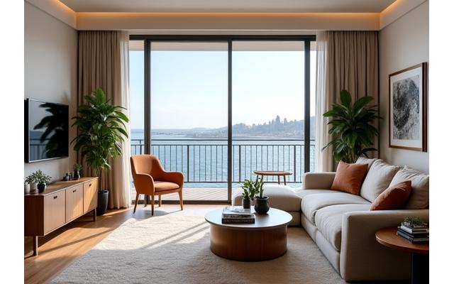 Stilvolles Apartment-Interieur mit Balkon